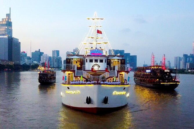Indochina Queen Dinner Cruise on Saigon River - Saigon after dark from the water: skyline lights and river time